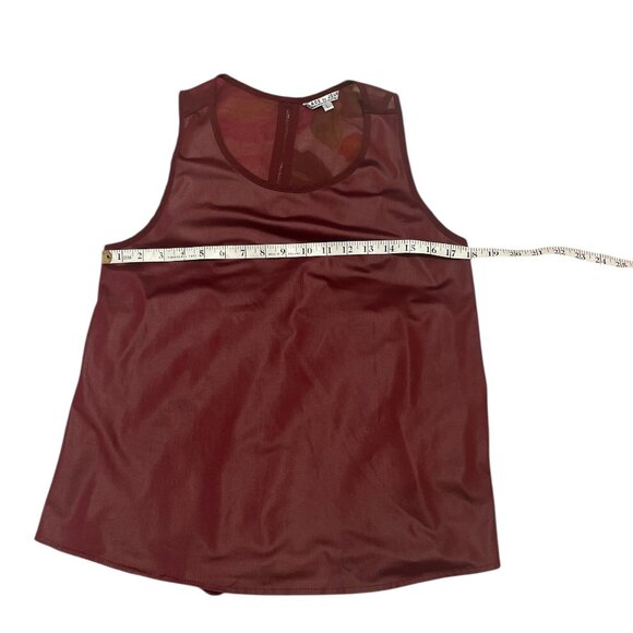 PLACE DU JOUR Tank Top Size Large Leather-look Front Sheer Back Stretchy - Picture 8 of 11